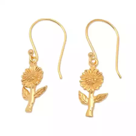 Flower Shape dangle earring, Brass with 22k gold plated, Wholesale jewelry